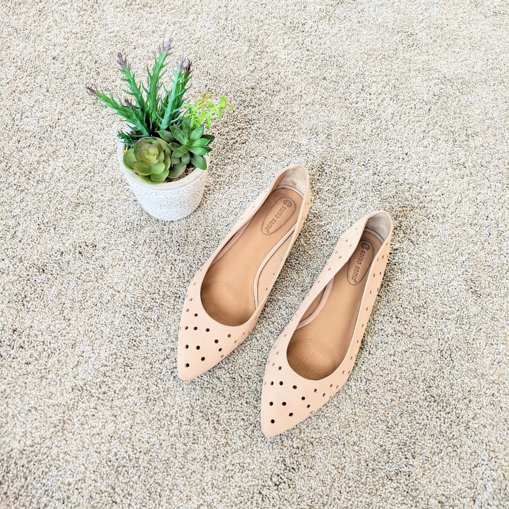 Nude light Pink Corso Como Pointy toe Perforated Flats 9.5